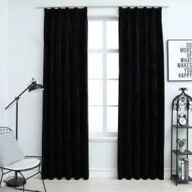 Blackout curtains with hooks 2 pcs black velvet 140x245 cm by vidaXL, Curtains and curtains - Ref: Foro24-134494, Price: 40,3...