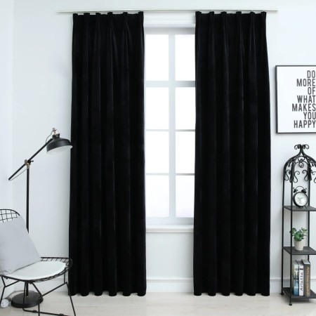 Cortinas opacas con ganchos 2 uds terciopelo negro 140x245 cm de vidaXL, Cortinas y visillos - Ref: Foro24-134494, Precio: 43...