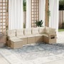 Set sofás de jardín 7 piezas y cojines ratán sintético beige de , Conjuntos de jardín - Ref: Foro24-3220477, Precio: 531,84 €...