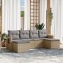 Gartensofa-Set mit Kissen, 6-teilig, beiges synthetisches Rattan von , Gartensets - Ref: Foro24-3220518, Preis: 376,81 €, Rab...