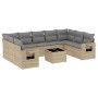 Gartensofa-Set mit beigen Kissen, 10-teilig, synthetisches Rattan von , Gartensets - Ref: Foro24-3220608, Preis: 662,93 €, Ra...