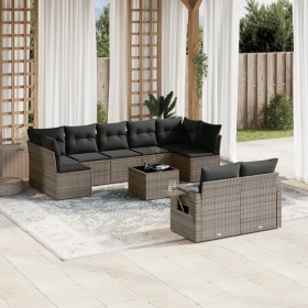 10-piece garden sofa set with gray synthetic rattan cushions by , Garden sets - Ref: Foro24-3220629, Price: 689,60 €, Discoun...