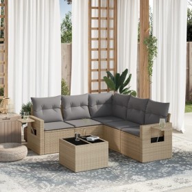 Garden sofa set with cushions 6 pieces beige synthetic rattan by , Garden sets - Ref: Foro24-3220158, Price: 431,68 €, Discou...