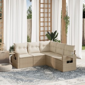 Garden sofa set with cushions 5 pieces beige synthetic rattan by , Garden sets - Ref: Foro24-3220147, Price: 462,45 €, Discou...