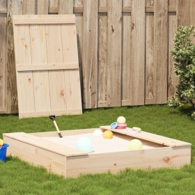 Sandbox with solid pine wood lid 111x111x19.5 cm by , sandboxes - Ref: Foro24-832606, Price: 65,06 €, Discount: %