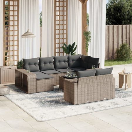 11-teiliges Gartensofa-Set und graue synthetische Rattankissen von , Modulare Sofas für den Außenbereich - Ref: Foro24-326130...