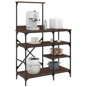 Brown metal engineered wood kitchen shelf 90x40x132cm by , Kitchen utensil containers - Ref: Foro24-845420, Price: 88,39 €, D...