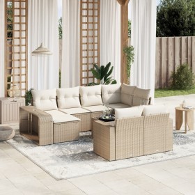 11-teiliges Gartensofa-Set mit beigen synthetischen Rattankissen von , Modulare Sofas für den Außenbereich - Ref: Foro24-3261...