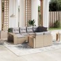 11-teiliges Gartensofa-Set mit beigen synthetischen Rattankissen von , Modulare Sofas für den Außenbereich - Ref: Foro24-3261...