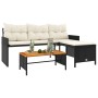 L-shaped garden sofa with black PE rattan table and cushions by , Outdoor sofas - Ref: Foro24-365581, Price: 240,61 €, Discou...