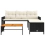 L-shaped garden sofa with black PE rattan table and cushions by , Outdoor sofas - Ref: Foro24-365581, Price: 240,61 €, Discou...