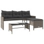 L-shaped garden sofa with table and gray PE rattan cushions by , Outdoor sofas - Ref: Foro24-365574, Price: 254,99 €, Discoun...