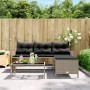 L-shaped garden sofa with table and gray PE rattan cushions by , Outdoor sofas - Ref: Foro24-365574, Price: 254,99 €, Discoun...