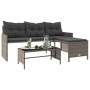 L-shaped garden sofa with table and gray PE rattan cushions by , Outdoor sofas - Ref: Foro24-365574, Price: 254,99 €, Discoun...