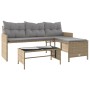 L-förmiges Gartensofa mit beigem PE-Rattantisch und Kissen von , Outdoor-Sofas - Ref: Foro24-365576, Preis: 243,04 €, Rabatt: %