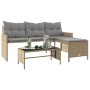 L-förmiges Gartensofa mit beigem PE-Rattantisch und Kissen von , Outdoor-Sofas - Ref: Foro24-365576, Preis: 243,04 €, Rabatt: %