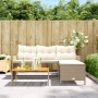 L-förmiges Gartensofa mit beigem PE-Rattantisch und Kissen von , Outdoor-Sofas - Ref: Foro24-365583, Preis: 228,99 €, Rabatt: %