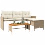 L-förmiges Gartensofa mit beigem PE-Rattantisch und Kissen von , Outdoor-Sofas - Ref: Foro24-365583, Preis: 228,99 €, Rabatt: %