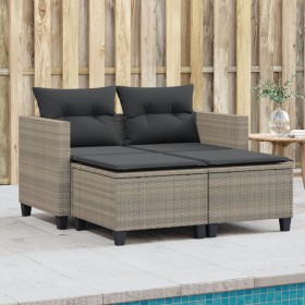 2-Sitzer-Gartensofa mit Markise und grauen PE-Rattanhockern von , Outdoor-Sofas - Ref: Foro24-365796, Preis: 285,84 €, Rabatt: %