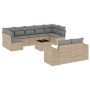 Gartensofa-Set mit beigen Kissen, 10-teilig, synthetisches Rattan von , Gartensets - Ref: Foro24-3255366, Preis: 802,75 €, Ra...