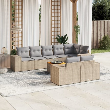 9-teiliges Gartensofa-Set mit beigen synthetischen Rattankissen von , Gartensets - Ref: Foro24-3257865, Preis: 783,16 €, Raba...