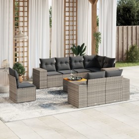 Set de muebles de jardín 9 pzas y cojines ratán sintético gris de , Conjuntos de jardín - Ref: Foro24-3257873, Precio: 662,99...