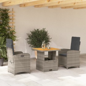 3-teilige Garten-Essgruppe mit grauen synthetischen Rattankissen von , Gartensets - Ref: Foro24-3277337, Preis: 439,77 €, Rab...