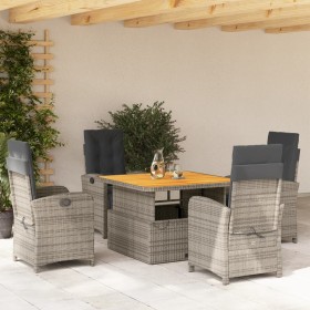 5-piece garden dining set with gray synthetic rattan cushions by , Garden sets - Ref: Foro24-3277342, Price: 754,54 €, Discou...