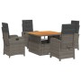 Set comedor de jardín 5 piezas con cojines ratán sintético gris de , Conjuntos de jardín - Ref: Foro24-3277342, Precio: 758,5...