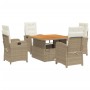 Set comedor de jardín 5 pzas con cojines ratán sintético beige de , Conjuntos de jardín - Ref: Foro24-3277354, Precio: 773,59...