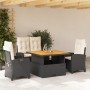 4-teilige Garten-Essgruppe mit schwarzen synthetischen Rattankissen von , Gartensets - Ref: Foro24-3277380, Preis: 579,32 €, ...