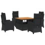 Set de muebles jardín 5 pzas con cojines ratán sintético negro de , Conjuntos de jardín - Ref: Foro24-3277389, Precio: 647,62...