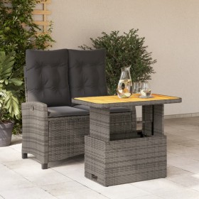 2-teilige Garten-Essgruppe mit grauen Kissen aus synthetischem Rattan von , Gartensets - Ref: Foro24-3277406, Preis: 308,27 €...