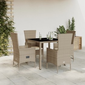 5-teiliges Garten-Essset mit beigen Kissen aus synthetischem Rattan von , Gartensets - Ref: Foro24-3277569, Preis: 436,00 €, ...