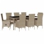 Set comedor de jardín 9 pzas con cojines ratán sintético beige de , Conjuntos de jardín - Ref: Foro24-3277581, Precio: 753,70...