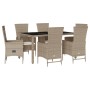 Set comedor de jardín 7 pzas con cojines ratán sintético beige de , Conjuntos de jardín - Ref: Foro24-3277574, Precio: 670,11...