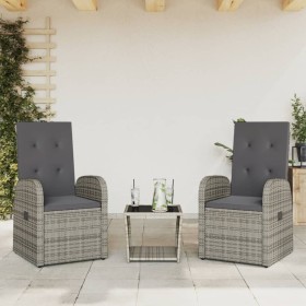 3-teilige Garten-Essgruppe mit grauen synthetischen Rattankissen von , Gartensets - Ref: Foro24-3277607, Preis: 351,80 €, Rab...