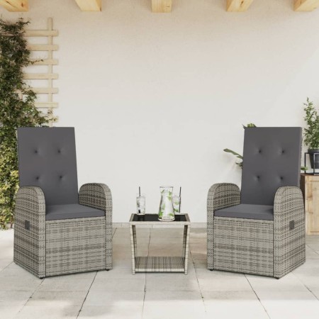 3-teilige Garten-Essgruppe mit grauen synthetischen Rattankissen von , Gartensets - Ref: Foro24-3277607, Preis: 440,99 €, Rab...