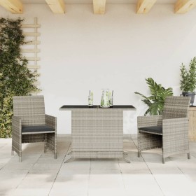 Garden chairs and table 3 pieces synthetic rattan gray cushion by , Garden sets - Ref: Foro24-365122, Price: 182,99 €, Discou...