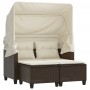 2 seater garden sofa with hood and brown PE rattan stools by , Outdoor sofas - Ref: Foro24-365782, Price: 331,92 €, Discount: %