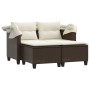 2 seater garden sofa with hood and brown PE rattan stools by , Outdoor sofas - Ref: Foro24-365782, Price: 331,92 €, Discount: %