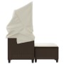 2 seater garden sofa with hood and brown PE rattan stools by , Outdoor sofas - Ref: Foro24-365782, Price: 331,92 €, Discount: %