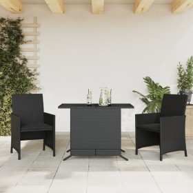 Tisch und Stühle mit Kissen, 3 Stück, schwarzes synthetisches Rattan von , Gartensets - Ref: Foro24-365117, Preis: 203,99 €, ...