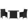 Table and chairs with cushions 3 pieces black synthetic rattan by , Garden sets - Ref: Foro24-365117, Price: 204,13 €, Discou...