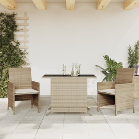 Garden chairs and table 3 pieces synthetic rattan beige cushion by , Garden sets - Ref: Foro24-365120, Price: 181,99 €, Disco...