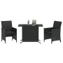 Table and chairs with cushions 3 pieces black synthetic rattan by , Garden sets - Ref: Foro24-365117, Price: 204,13 €, Discou...