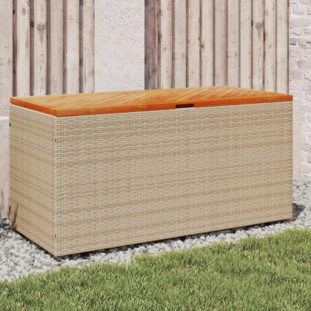 Garten-Aufbewahrungsbox aus Akazienholz, beige, Rattan, 110 x 50 x 54 cm von , Aufbewahrungsboxen für den Außenbereich - Ref:...