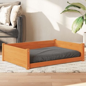 Wax brown pine wood dog bed 105.5x75.5x28 cm by , Beds for dogs - Ref: Foro24-844466, Price: 105,99 €, Discount: %