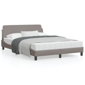 Bed frame with headboard in taupe gray fabric 140x190 cm by , Beds and slatted bases - Ref: Foro24-373169, Price: 136,66 €, D...