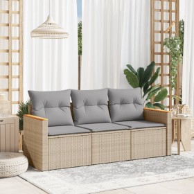 3-teiliges Gartensofa-Set und beige synthetische Rattankissen-Mischung von , Gartensets - Ref: Foro24-3225758, Preis: 212,65 ...